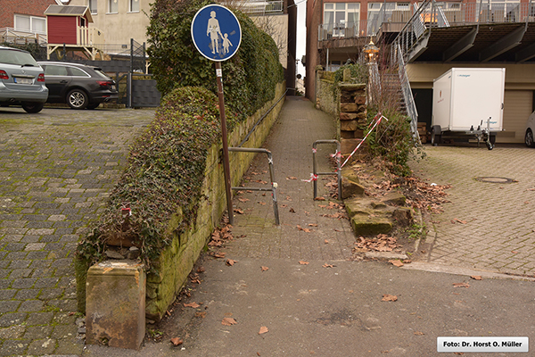 Blick von Sden durch die Grossfeldstiege, Dezember 2020