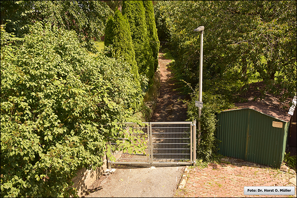 Flossstege, vergittert, Blick nach Norden